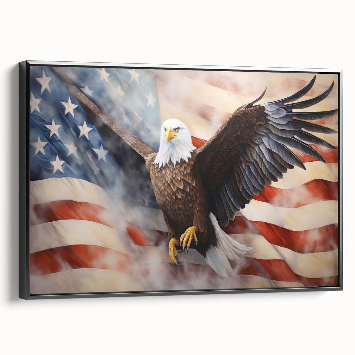 Majestic Bald Eagle & Flag - Independence Day Wall Art