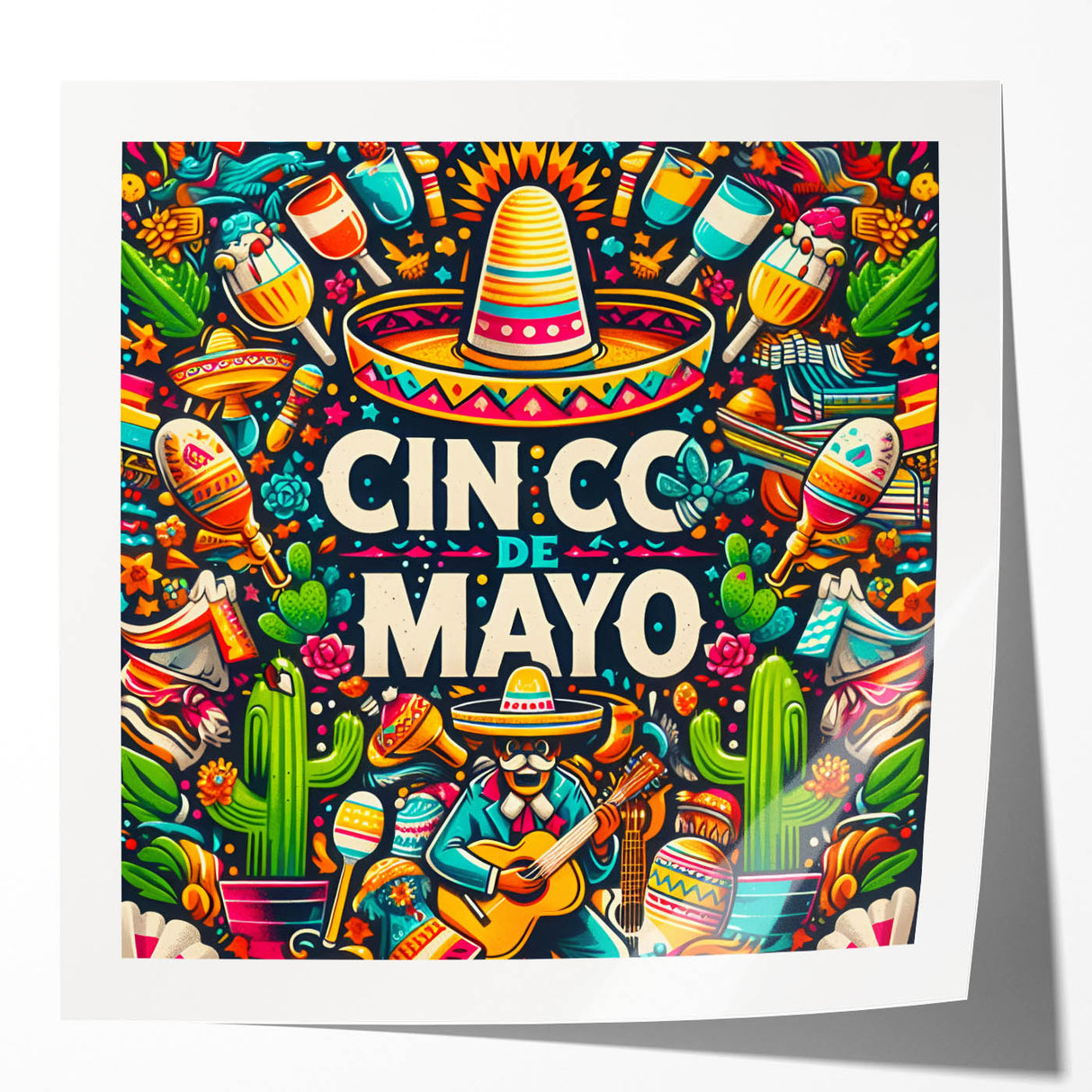 Festive Cinco de Mayo Wall Art - Mexican Party Celebration Print