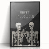 Happy Halloween Skeleton Wall Art - Spooky Gothic Halloween Decor