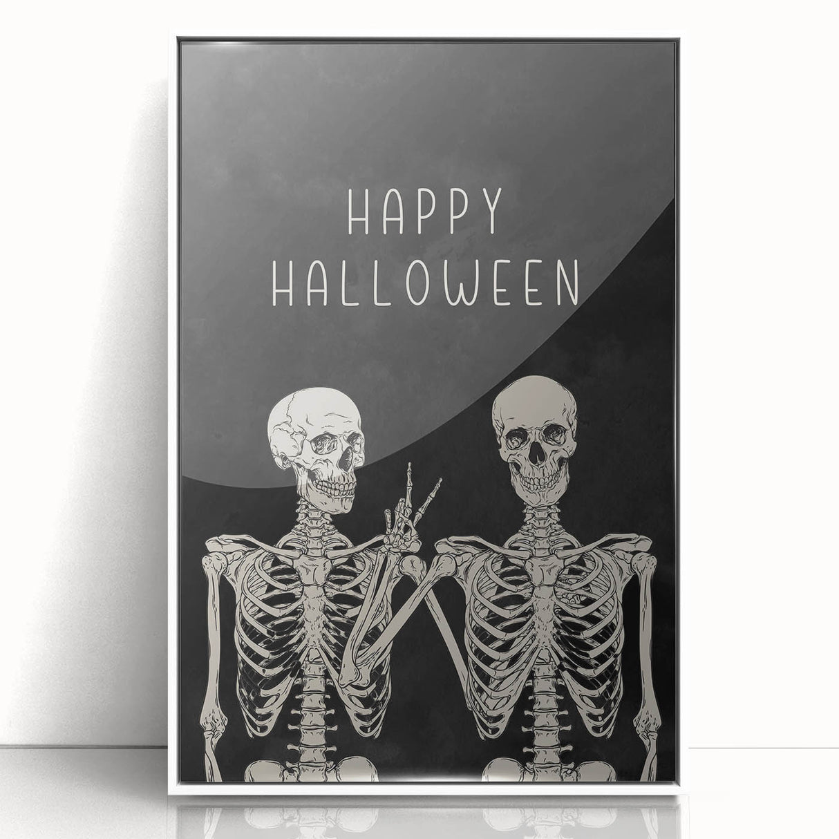 Happy Halloween Skeleton Wall Art - Spooky Gothic Halloween Decor