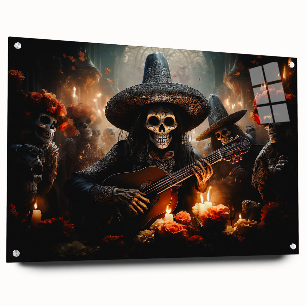Mariachi Skeleton Serenade – Día de los Muertos Canvas Art