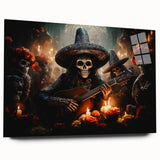 Mariachi Skeleton Serenade – Día de los Muertos Canvas Art