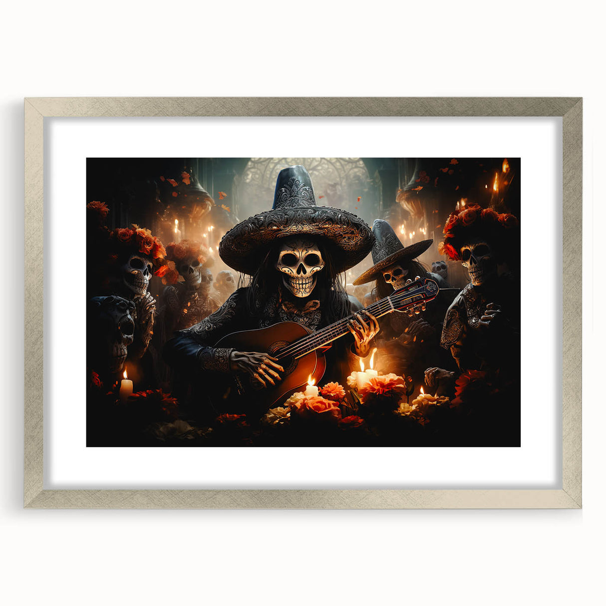 Mariachi Skeleton Serenade – Día de los Muertos Canvas Art