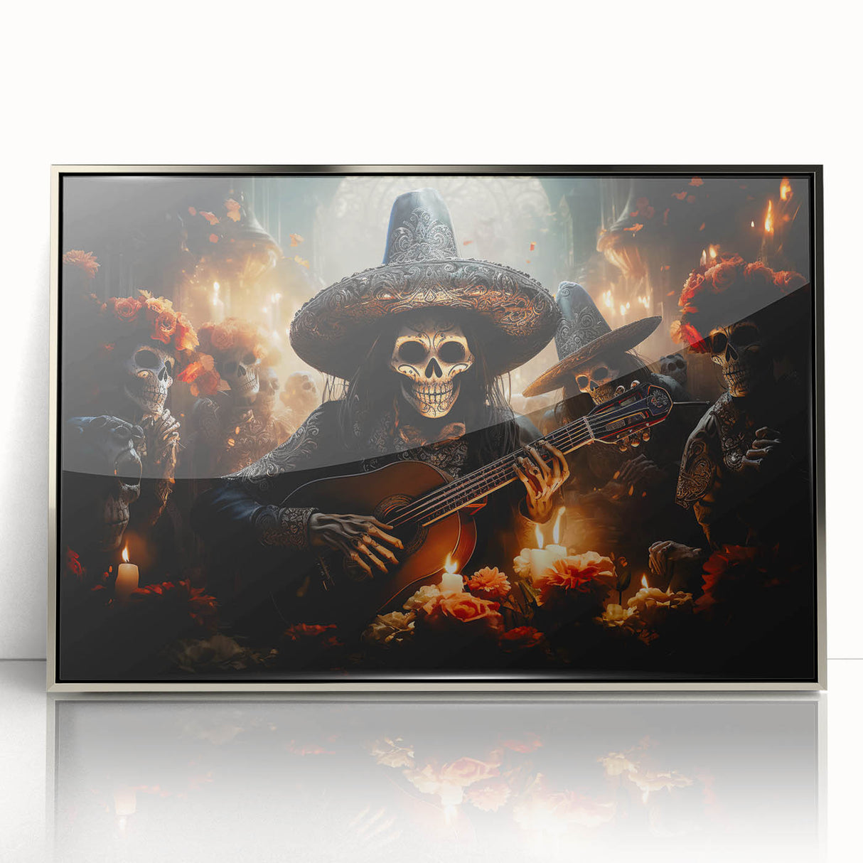 Mariachi Skeleton Serenade – Día de los Muertos Canvas Art
