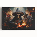 Mariachi Skeleton Serenade – Día de los Muertos Canvas Art