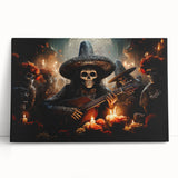 Mariachi Skeleton Serenade – Día de los Muertos Canvas Art