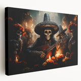 Mariachi Skeleton Serenade – Día de los Muertos Canvas Art