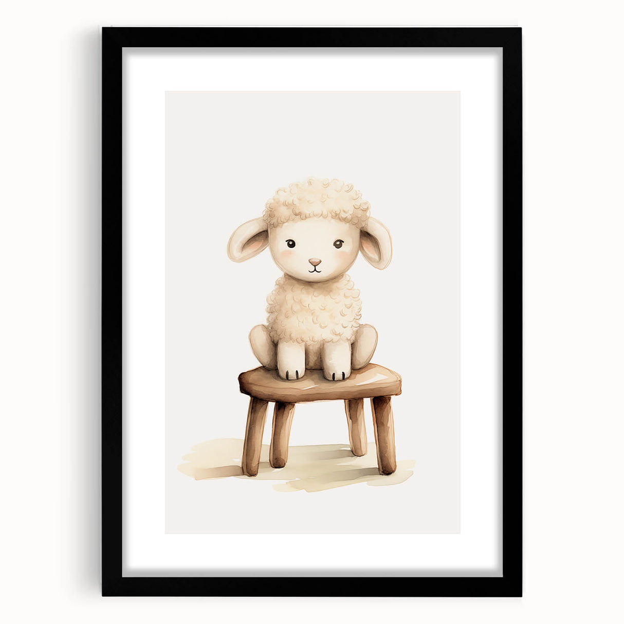 Sweet Lamb on Stool Nursery Wall Art - Baby Room Decor