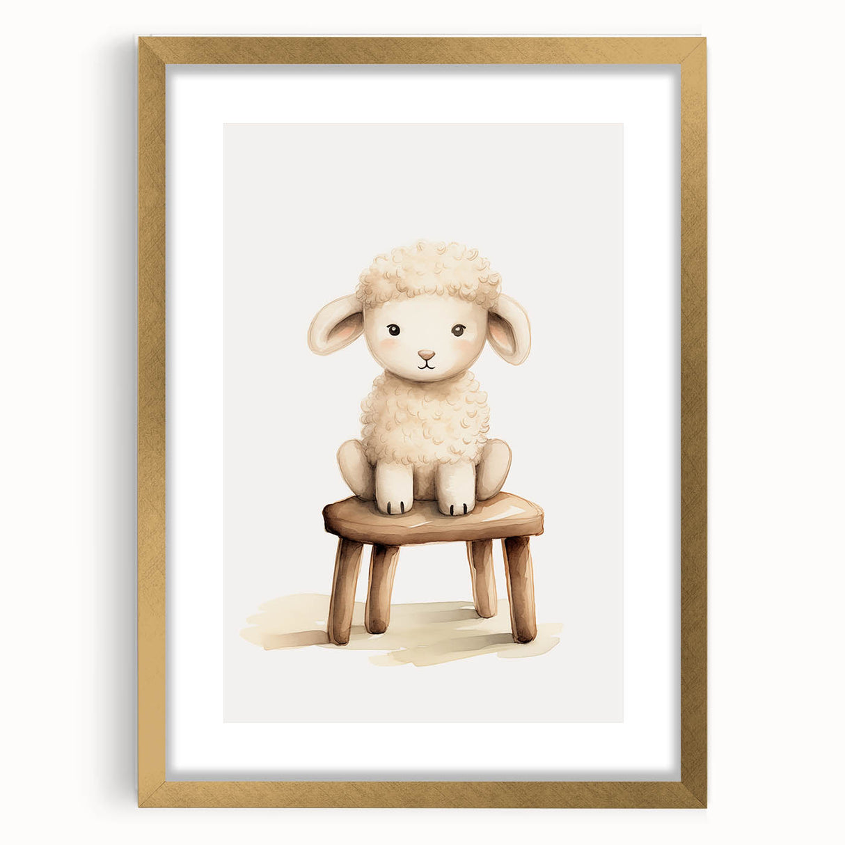 Sweet Lamb on Stool Nursery Wall Art - Baby Room Decor