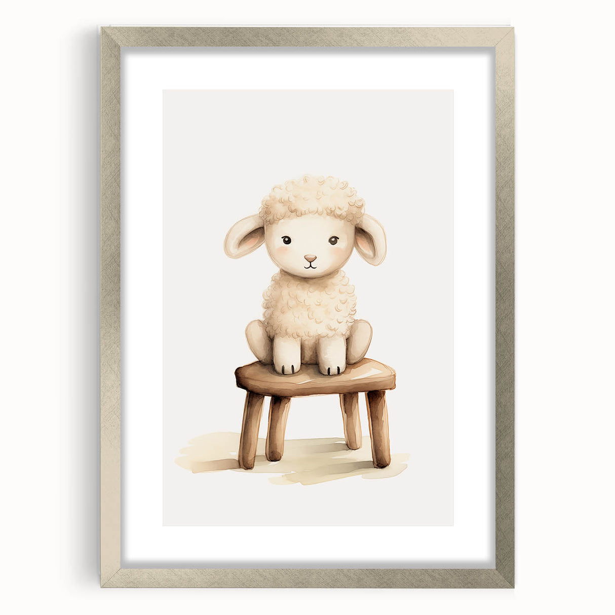 Sweet Lamb on Stool Nursery Wall Art - Baby Room Decor