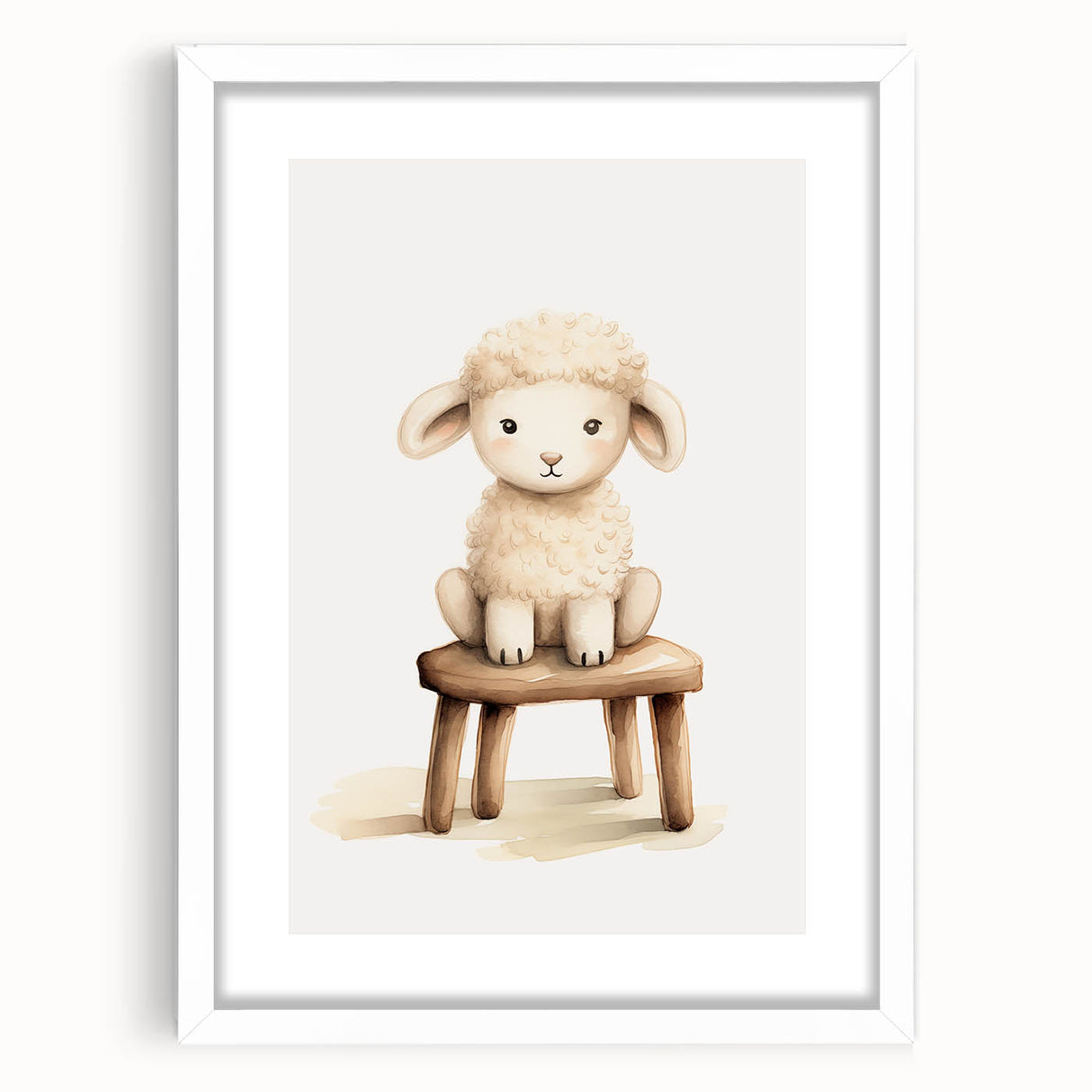 Sweet Lamb on Stool Nursery Wall Art - Baby Room Decor