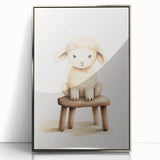Sweet Lamb on Stool Nursery Wall Art - Baby Room Decor