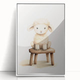 Sweet Lamb on Stool Nursery Wall Art - Baby Room Decor