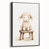 Sweet Lamb on Stool Nursery Wall Art - Baby Room Decor