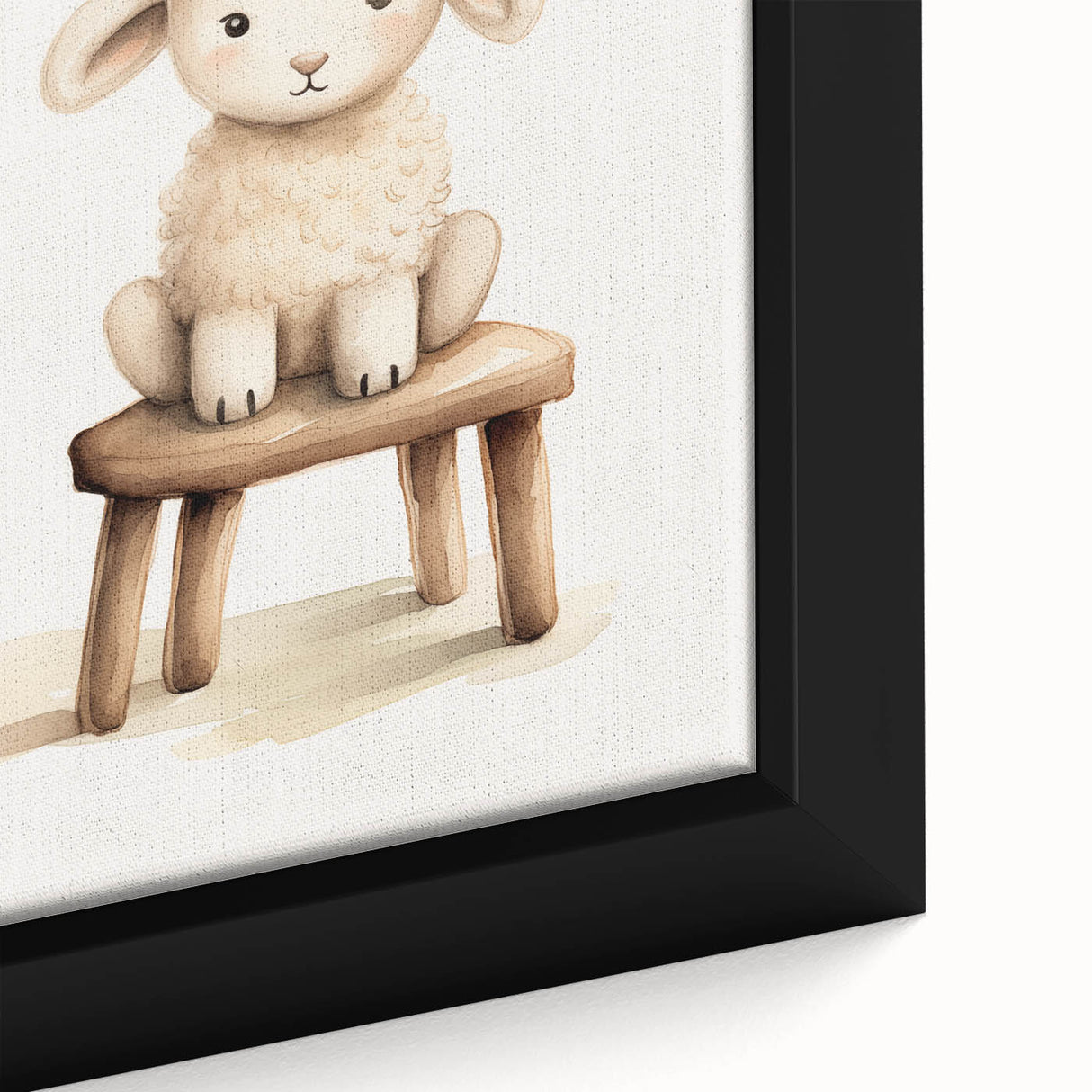 Sweet Lamb on Stool Nursery Wall Art - Baby Room Decor