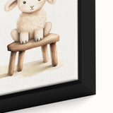 Sweet Lamb on Stool Nursery Wall Art - Baby Room Decor