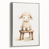 Sweet Lamb on Stool Nursery Wall Art - Baby Room Decor