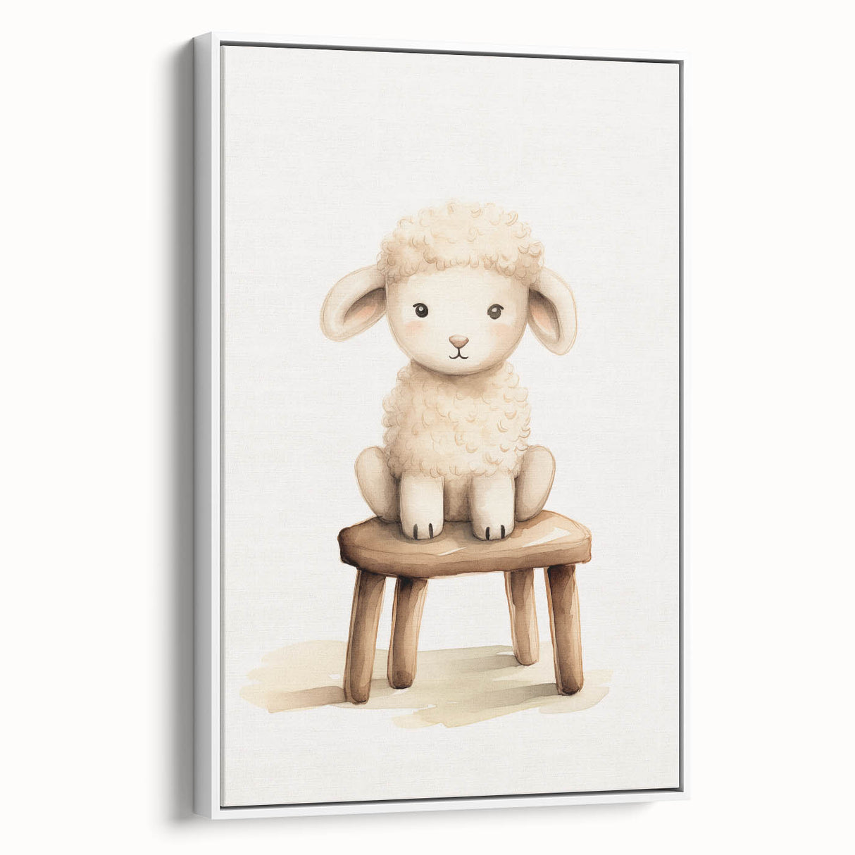 Sweet Lamb on Stool Nursery Wall Art - Baby Room Decor
