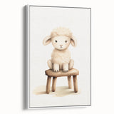 Sweet Lamb on Stool Nursery Wall Art - Baby Room Decor