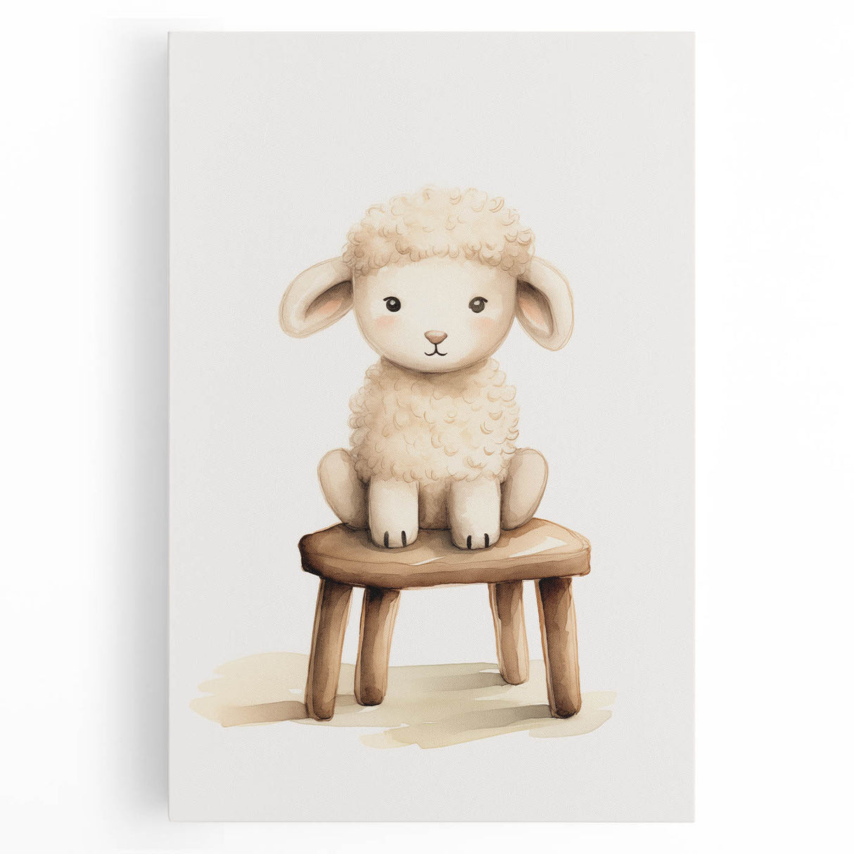 Sweet Lamb on Stool Nursery Wall Art - Baby Room Decor