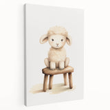 Sweet Lamb on Stool Nursery Wall Art - Baby Room Decor