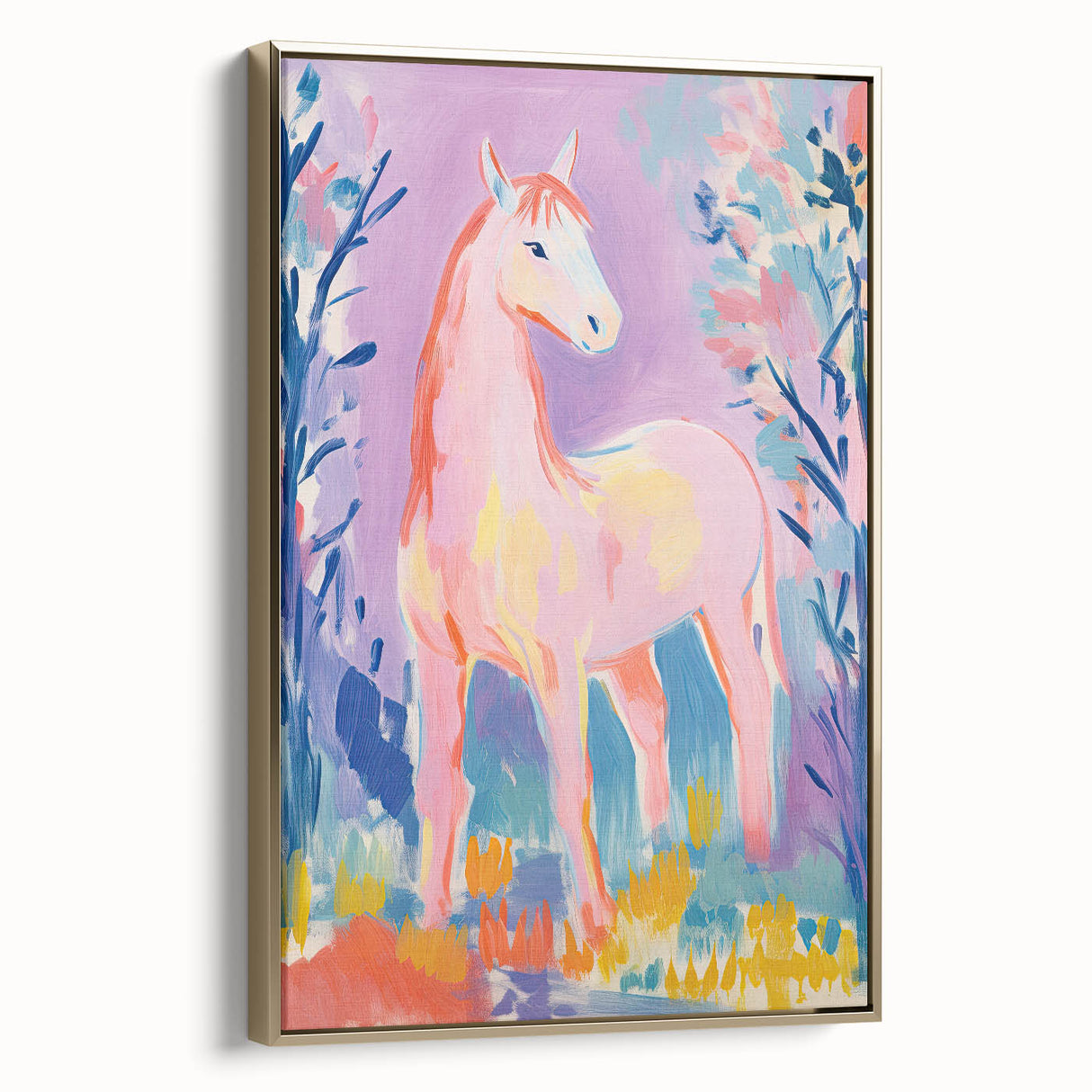 Stretched Canvas Art for Kids – Majestic Horse Nursery Print