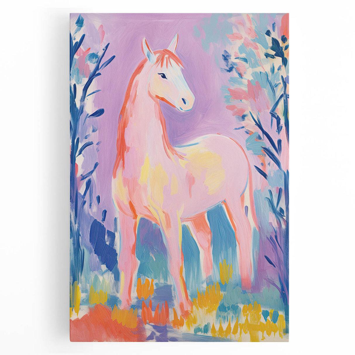 Stretched Canvas Art for Kids – Majestic Horse Nursery Print