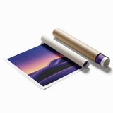 Desert landscape rolled print showcasing soft golden dunes under a blue sky, highlighting the tranquil beauty of nature, perfect for modern home decor.