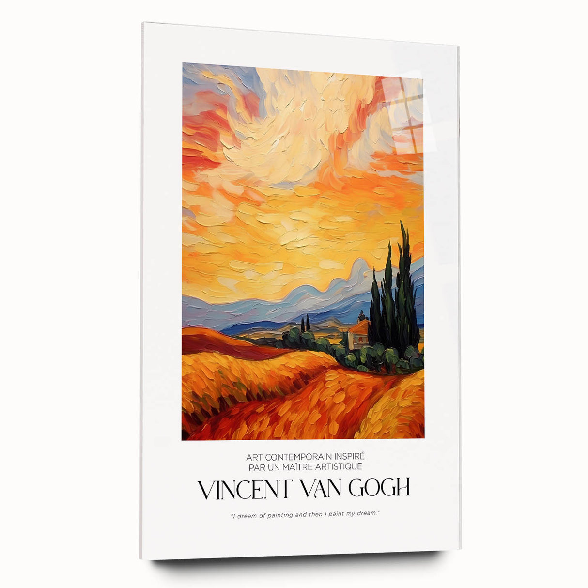 Acrylic print of a Van Gogh-inspired impressionist scene in vibrant colors, ideal for bedroom or dining room decor.
