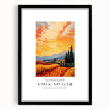 Extra large abstract art print in colorful, textured style, framed with black mat, ideal for living room decor.