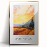 Large art print of Van Gogh's impressionist style in a gold frame, suitable for modern art wall decor.