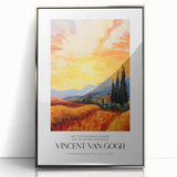 Mid-century modernist art depicting a Van Gogh impressionist style scene on a framed acrylic, suitable for nursery wall art.