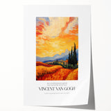 Impressionist-style floral painting on rolled canvas, featuring vibrant blue and yellow tones.