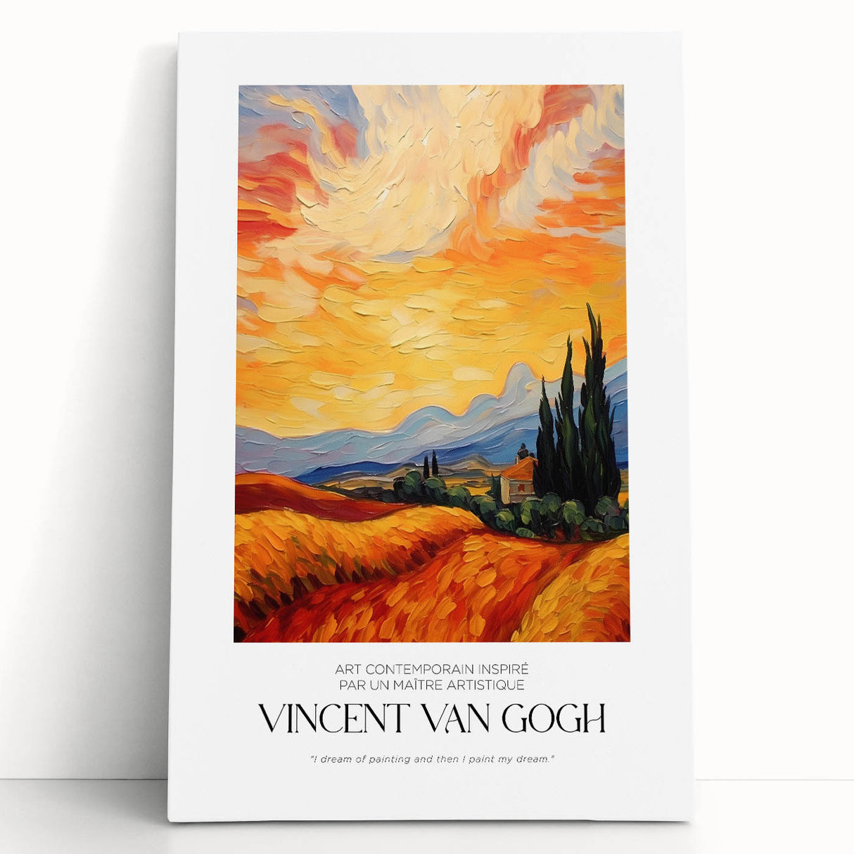 Impressionist style painting of a starry night in black and white on stretched canvas, ideal for kitchen wall art.