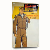 Vintage Carhartt Workwear Ad Poster | Retro Brown Duck Overalls Art