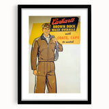 Vintage Carhartt Workwear Ad Poster | Retro Brown Duck Overalls Art