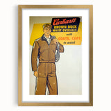 Vintage Carhartt Workwear Ad Poster | Retro Brown Duck Overalls Art