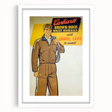 Vintage Carhartt Workwear Ad Poster | Retro Brown Duck Overalls Art
