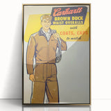 Vintage Carhartt Workwear Ad Poster | Retro Brown Duck Overalls Art