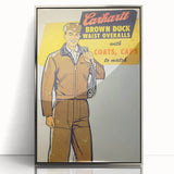 Vintage Carhartt Workwear Ad Poster | Retro Brown Duck Overalls Art