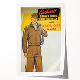 Vintage Carhartt Workwear Ad Poster | Retro Brown Duck Overalls Art