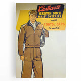 Vintage Carhartt Workwear Ad Poster | Retro Brown Duck Overalls Art