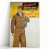 Vintage Carhartt Workwear Ad Poster | Retro Brown Duck Overalls Art