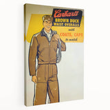 Vintage Carhartt Workwear Ad Poster | Retro Brown Duck Overalls Art