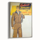 Vintage Carhartt Workwear Ad Poster | Retro Brown Duck Overalls Art