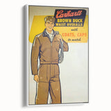 Vintage Carhartt Workwear Ad Poster | Retro Brown Duck Overalls Art