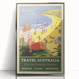 Australia Retro Beach Travel Poster | Vintage Coastal Escape Art