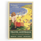 Australia Retro Beach Travel Poster | Vintage Coastal Escape Art