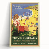 Australia Retro Beach Travel Poster | Vintage Coastal Escape Art