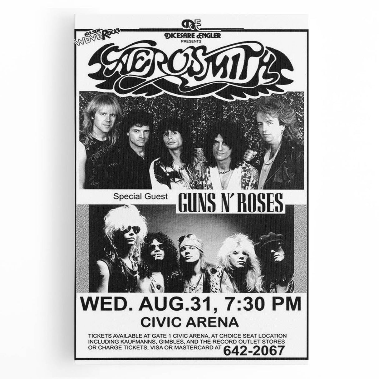 Aerosmith & Guns N' Roses Retro Poster – Vintage Rock Art